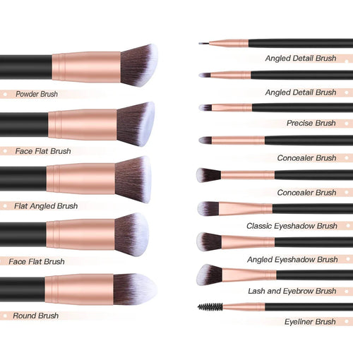 14Pcs Makeup Brush Set with Free Sponge