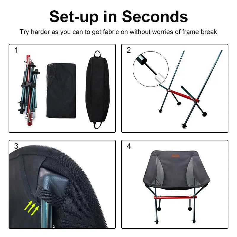 Travel Ultralight Folding Chair – Detachable Portable Moon Chair