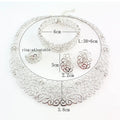Jewelry Set Necklace Earrings Ring Bracelet (Silver)