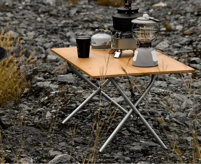 Bamboo Folding Camping Table 2-Fold Brown