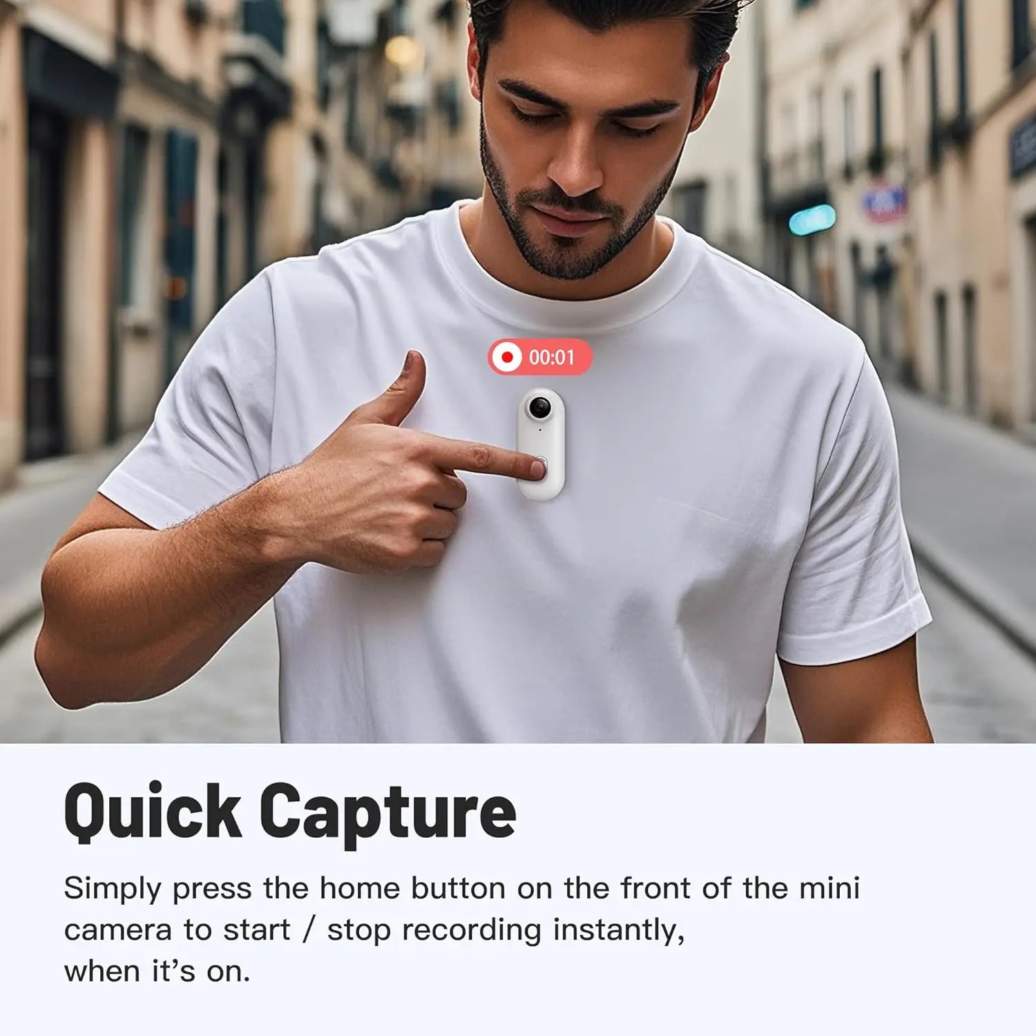Thumb-Size WiFi Mini Camera  Action Cam with 32GB White
