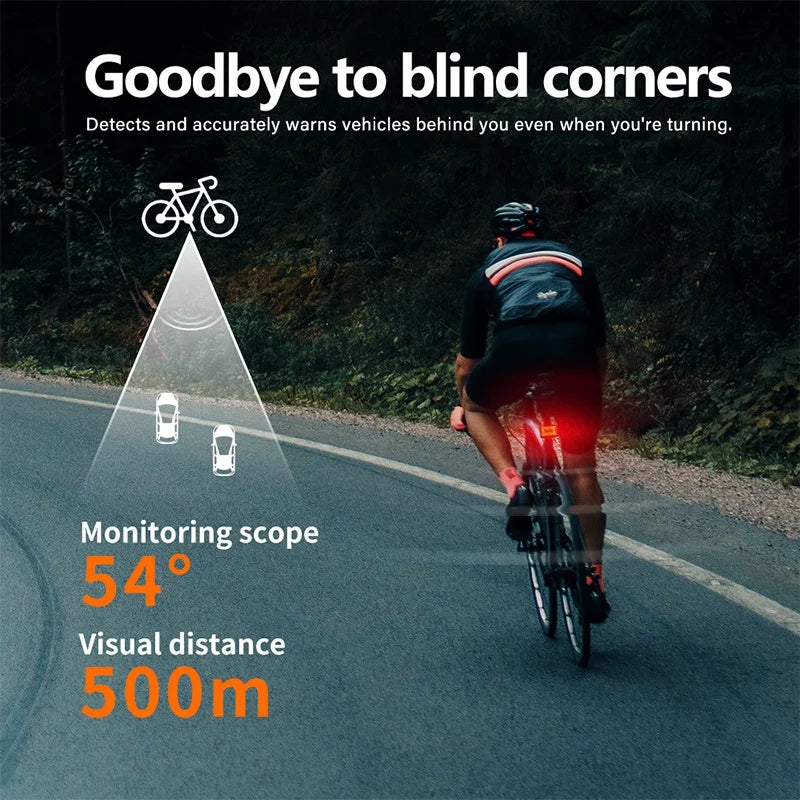 Smart Radar Bicycle Tail Light Brake Sensing Black