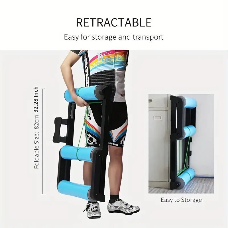 Quiet Indoor Cycling Trainer Rollers - Adjustable Resistance(Blue)