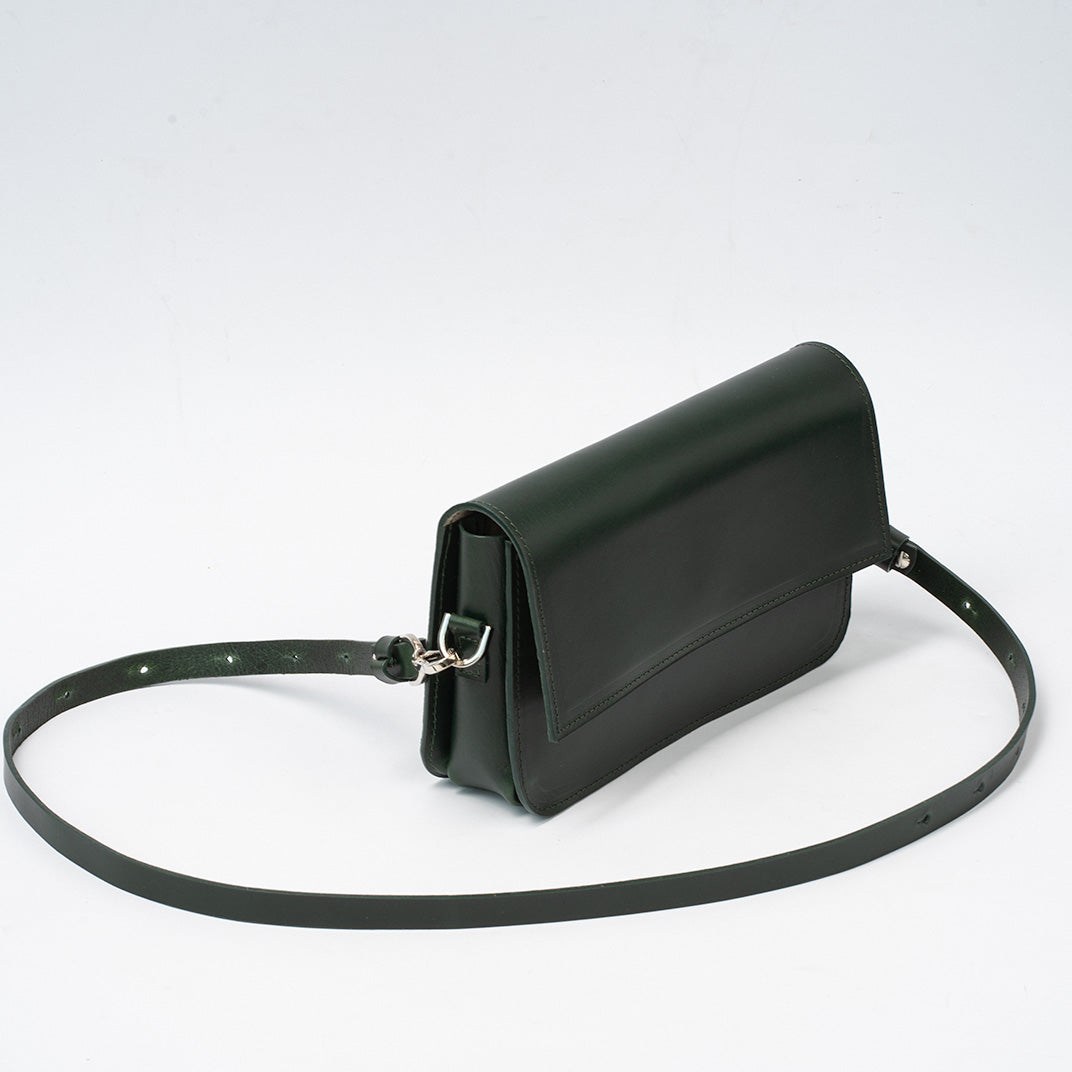 Leather Shoulder Bag - Curie (Forest Green)