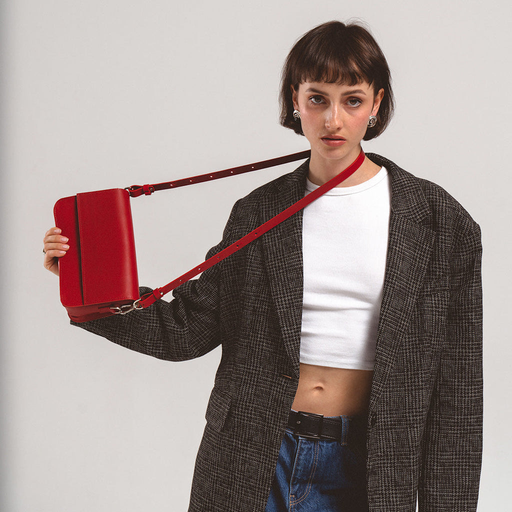 Leather Shoulder Bag - Curie (Light Orange)